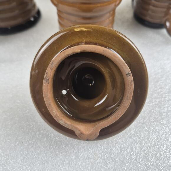 Vintage 1960s Japan Glazed Ribbed Ceramic Coffee Tea Set Pot Sugar Mug 6-Pc - Picture 9 of 12